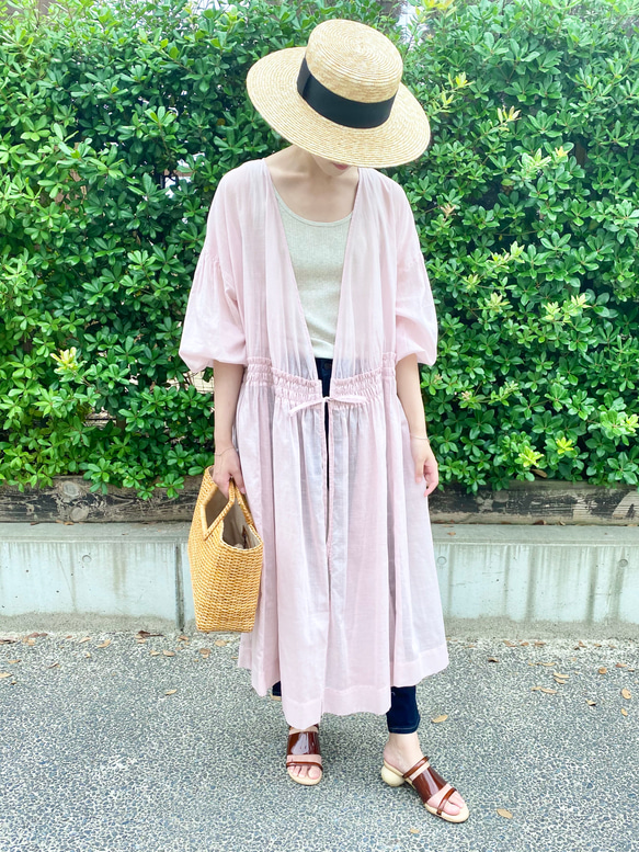 Cotton Linen Slab Lawn 3way Robe Pink 1枚目の画像