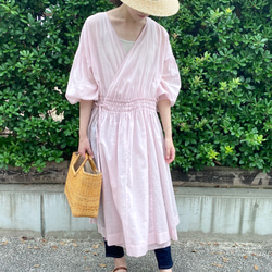 Cotton Linen Slab Lawn 3way Robe Pink 3枚目の画像