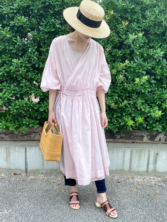 Cotton Linen Slab Lawn 3way Robe Pink 3枚目の画像