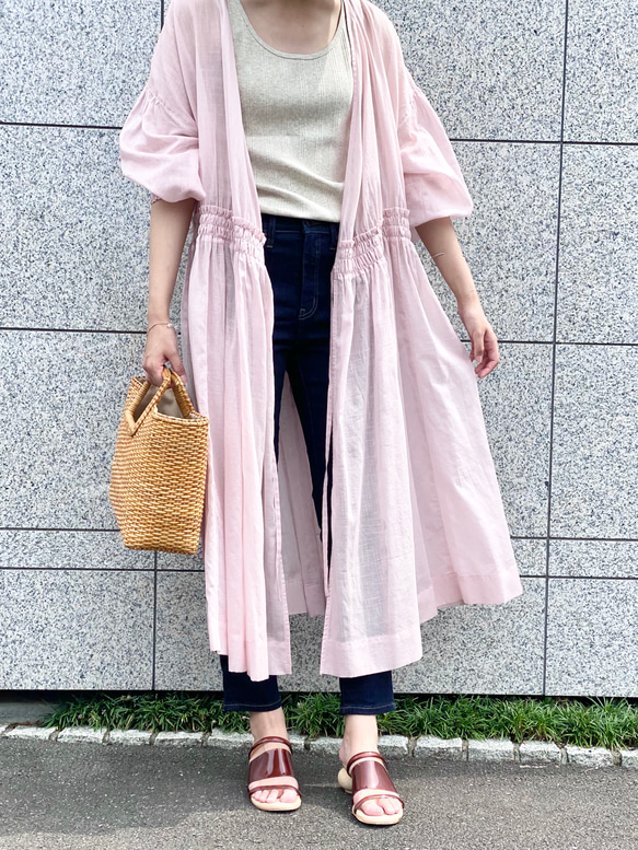 Cotton Linen Slab Lawn 3way Robe Pink 6枚目の画像