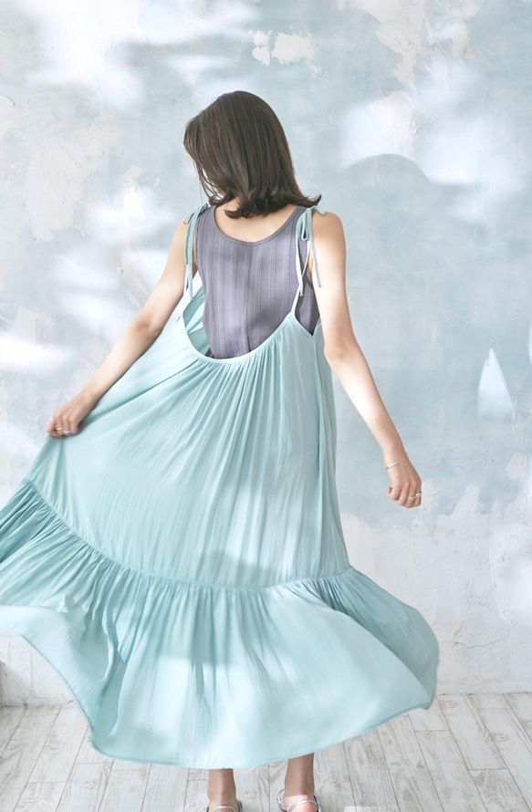 Ribbon camisole dress Mint 4枚目の画像