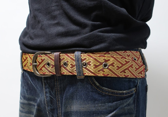 【畳縁】ベルト　4センチ幅　鞘柄　赤 2枚目の画像