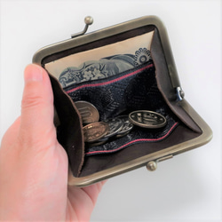 【畳縁】畳縁のがま口小銭入れ 菱菊柄 緑 2枚目の画像