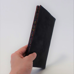(受注生産)【玉-gyoku-】畳の縁の長財布 十二単の襟元 黒青 26カード 本革 入金から約３週間で発送 8枚目の画像