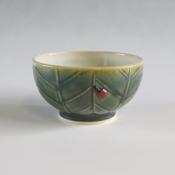 抹茶碗　葉紋彫オトシブミ茶碗 1枚目の画像