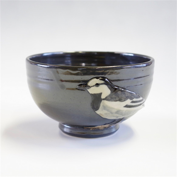 ご予約品　鳥浮彫茶碗　『名月や』 2枚目の画像