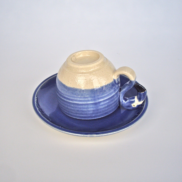 青フラミンゴカップ＆ソーサー 4枚目の画像