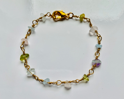 レン◆天然石マルチカラーブレスレット✧14kgf 14kgf】天然石＊マルチカラーサファイアブレスレット_a ブレスレット