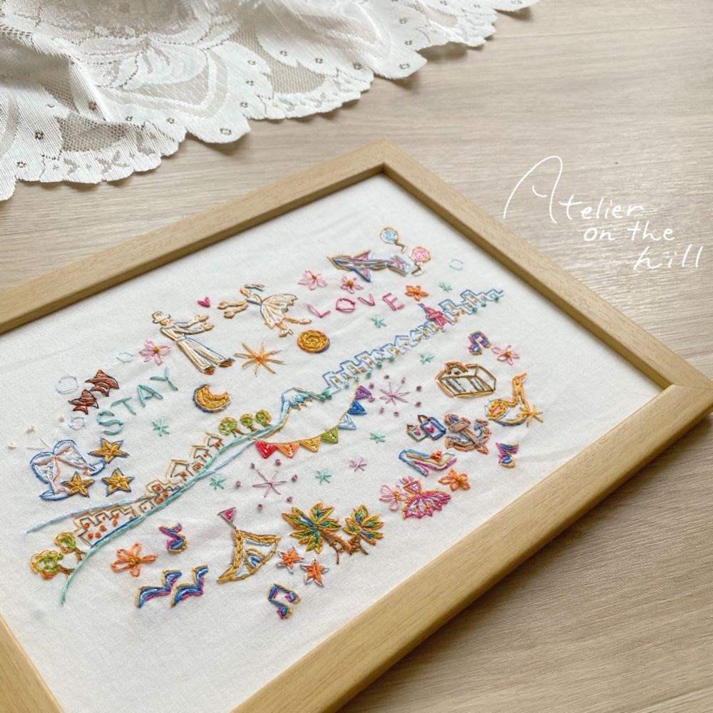 A4刺繍ウェルカムボード 結婚記念 綿婚式 結婚2周年記念ギフトに♡ ふたりの記念刺繍「STAY LOVE」