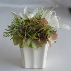 フランネルフラワーとスカビオサのナチュラルアレンジ　アーティフィシャルフラワー 3枚目の画像