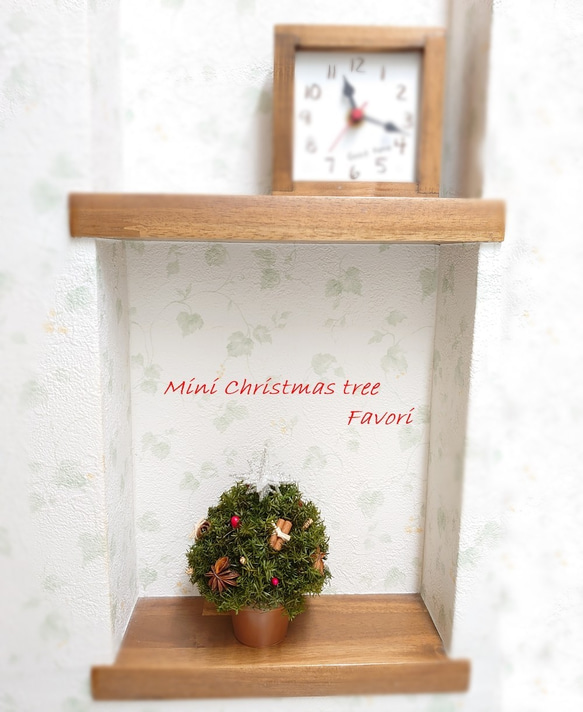 【再販】コロンとしたミニクリスマスツリー　ヒムロスギ　八角　プリザーブドフラワー　アーティフィシャルフ 5枚目の画像