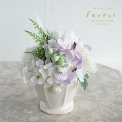 輪菊とオーキッドのお供え花　仏花　プリザーブドフラワー　アーティフィシャルフラワー 3枚目の画像