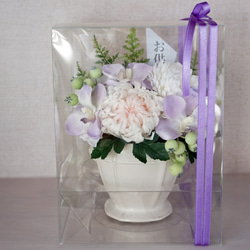 輪菊とオーキッドのお供え花　仏花　プリザーブドフラワー　アーティフィシャルフラワー 8枚目の画像