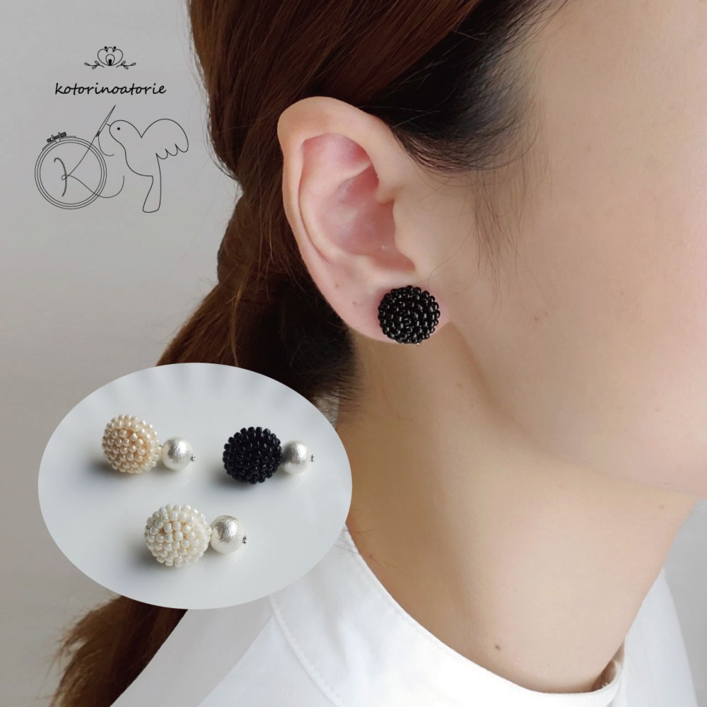 ピアス coussinette fleur 2way