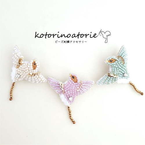 ビーズ刺繍♡飛ぶ鳥 ブローチ ブローチ kotorinoatorie 通販 ビーズ刺繍♡飛ぶ鳥 ブローチ ブローチ kotorinoatorie 通販