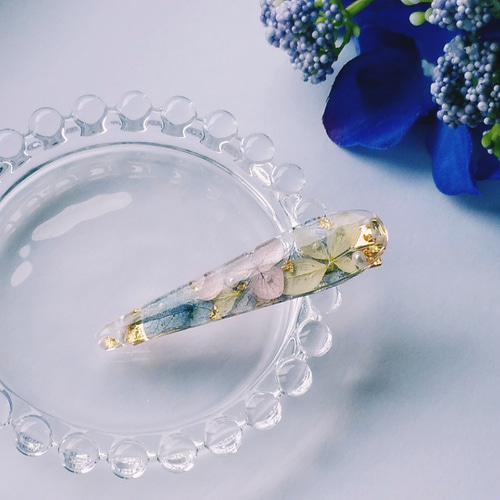 紫陽花ヘアクリップ レジンヘアクリップ 花ヘアクリップ 紫陽花