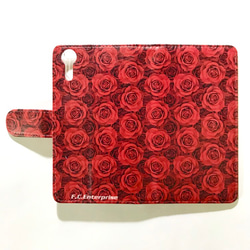 薔薇の花 ダイアリーケース 紅いバラ 全機種対応スマホケース 手帳型ケース 可愛い花シリーズ 全8色 2枚目の画像