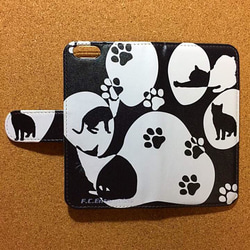 ねこ ネコシルエット cat 肉球 スマートフォン ほぼ 全機種対応 スマホケース 手帳型ケース 猫ちゃん ニャンコ 12枚目の画像