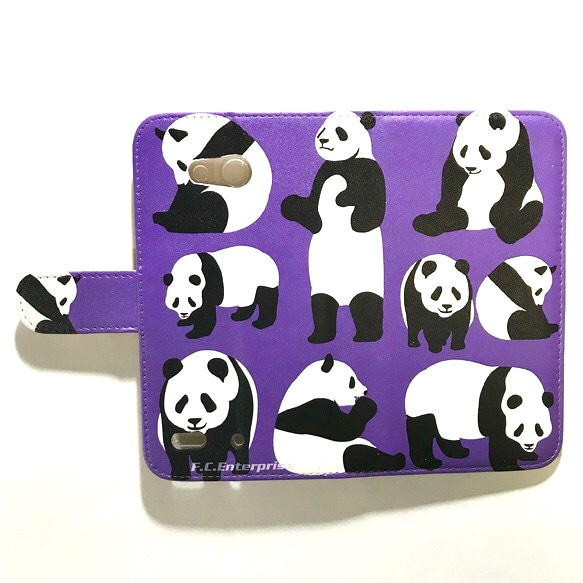アニマル パンダ 紫 パープル No.6 可愛い スマホカバー 全機種対応 スマホケース 手帳型ケース カメラ穴加工あり 2枚目の画像