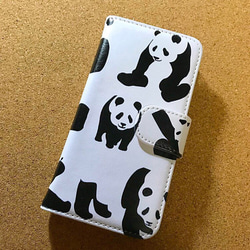 アニマル パンダ クマ ホワイトベース No.11 スマートフォン ほぼ 全機種対応 スマホケース 手帳型ケース 1枚目の画像