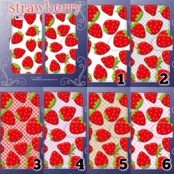 ストロベリー いっぱい ダイアリーケース 全機種対応スマホケース 手帳型 苺 白ベース 3 ギンガムチェック 赤 6枚目の画像