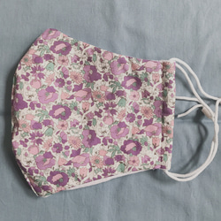 フィルターポケット付き　マスク　小花柄パープルorイエロー　普通サイズ 2枚目の画像