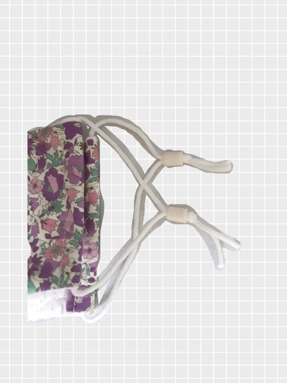 フィルターポケット付き　マスク　小花柄パープルorイエロー　普通サイズ 3枚目の画像