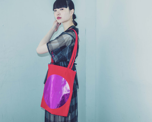 ENDRECHERI RE ツアー ショッパー トート限定 レッド ミラープリントサークルトートバッグ レッド トートバッグ