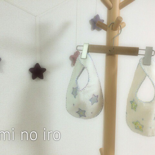星柄×刺繍のスタイ スタイ・よだれかけ chunのてづくりやさん