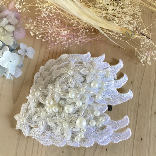 クラシカル オフホワイトのヘッドドレス】ウエディング 結婚式