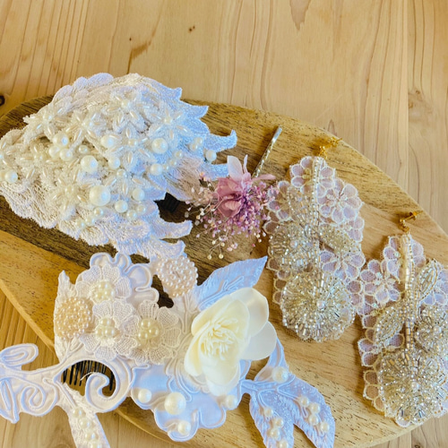 クラシカル オフホワイトのヘッドドレス】ウエディング 結婚式