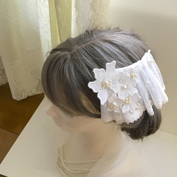 【クラシカルヘッドドレス☺︎】お花　ウエディング　ブライダル　結婚式　レース　パール　ヘアピン　ヘッドドレス　315 7枚目の画像