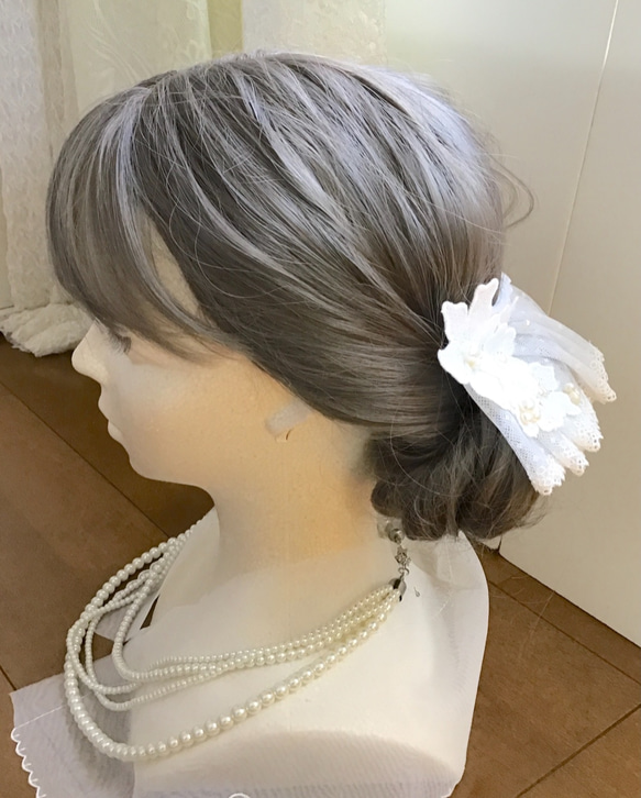 【クラシカルヘッドドレス☺︎】お花　ウエディング　ブライダル　結婚式　レース　パール　ヘアピン　ヘッドドレス　315 9枚目の画像