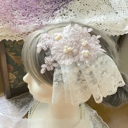 【乙女なヘッドアクセ】くすみカラー　ウエディング　ブライダル　結婚式　レース　パール　ヘアピン　ヘッドドレス　328 6枚目の画像