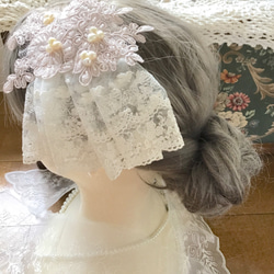 【乙女なヘッドアクセ】くすみカラー　ウエディング　ブライダル　結婚式　レース　パール　ヘアピン　ヘッドドレス　328 10枚目の画像