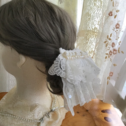 　【ヘッドドレス】クラシカル　お花　ウエディング　ブライダル　結婚式　レース　パール　ヘアピン　ヘッドドレス　332 3枚目の画像