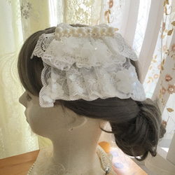 　【ヘッドドレス】クラシカル　お花　ウエディング　ブライダル　結婚式　レース　パール　ヘアピン　ヘッドドレス　332 4枚目の画像