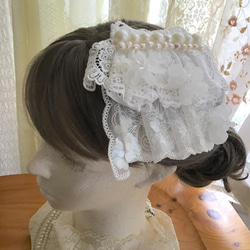 　【ヘッドドレス】クラシカル　お花　ウエディング　ブライダル　結婚式　レース　パール　ヘアピン　ヘッドドレス　332 5枚目の画像