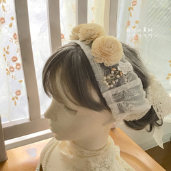 　【国産レースとソラフラワー】ヘアアクセ　白　ウエディング　ブライダル　結婚式　パール　ヘッドドレス　336 2枚目の画像