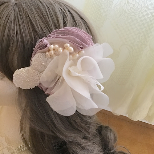 ガーリー♡ヘッドドレスセット】ヘアアクセ パープル オフ