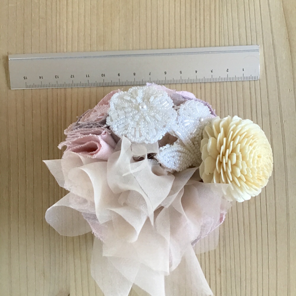 【自然素材☺︎ソラフラワー】ヘッドドレス　ピンク　オーガンジー　花　レース　ウエディング　ブライダル　結婚式343