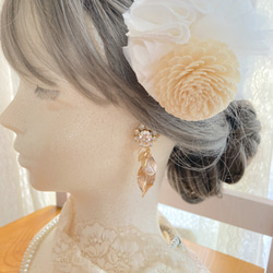 【チェコガラス　華やかな輝き　 ҈ฺ】ゴールドイヤリング　お花　結婚式　ウエディング　ブライダル　結婚式354 5枚目の画像