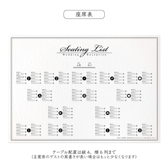 1部300円 A4 席次表 ／Number（ナンバー） 三折り 筒 5枚目の画像