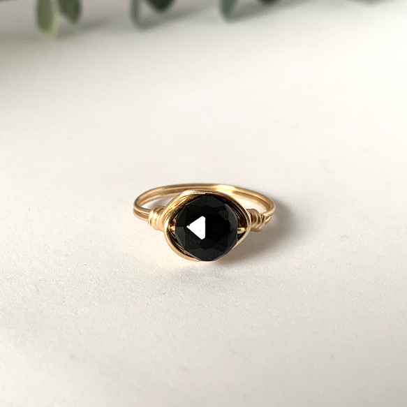 再販♢AAAモリオン(黒水晶)シンプルワイヤーリング 指輪・リング