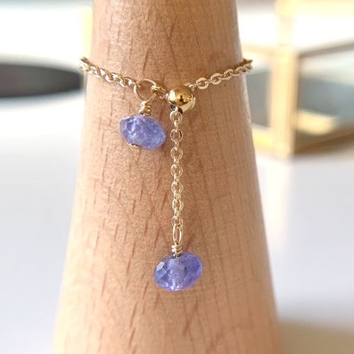 K18 YG タンザナイトチェーンリング チェーンリング タンザナイト