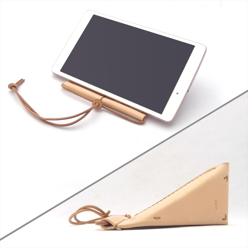 ヌメ革丨タブレット＆スマホスタンド【oruto/おると】手縫い 手作り 折りたたみ式 2way 持ち運び可