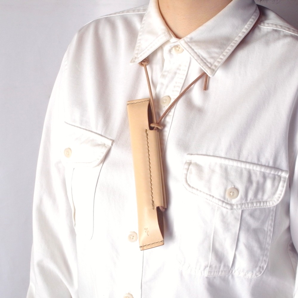 ヌメ革丨首かけペンケース【1 / いち】手縫い 手作り ペン 1本用