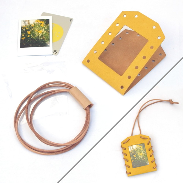Kihada 染色皮革通行證盒和檢查框架 [nuː] #Handmade kit #Vegetable dyed leather 第1張的照片