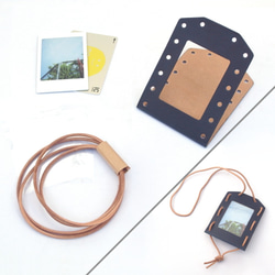 靛藍染色皮革通行證盒和檢查框架[nuː] #Handmade kit #Vegetable dyed leather #Engr 第1張的照片