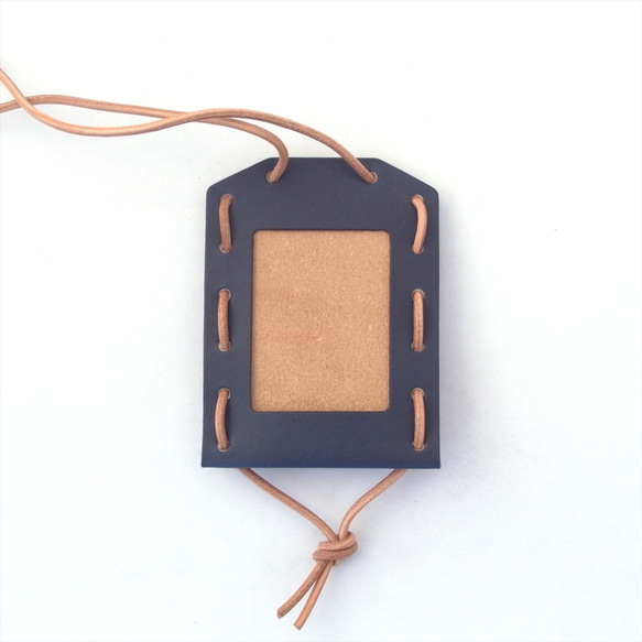 靛藍染色皮革通行證盒和檢查框架[nuː] #Handmade kit #Vegetable dyed leather #Engr 第3張的照片